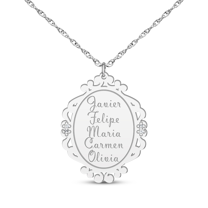 Main Image 5 of Scrollwork Name Necklace with Diamond Accents Sterling Silver 18&quot;