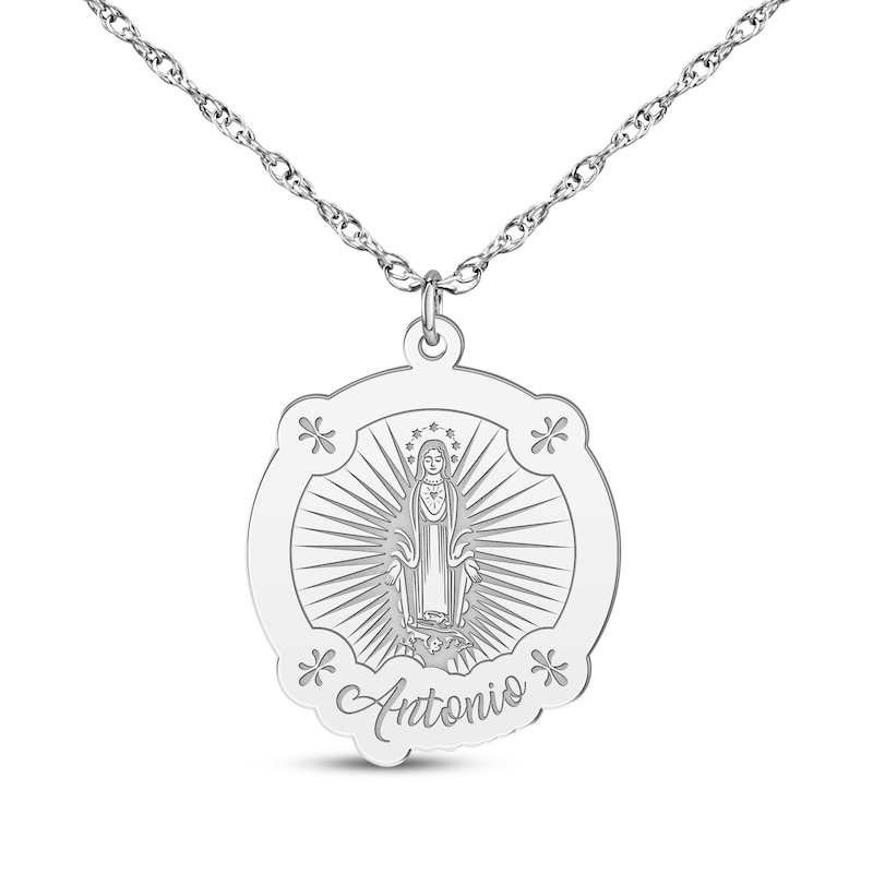 Main Image 1 of Virgin Mary Name Necklace 10K White Gold 18&quot;