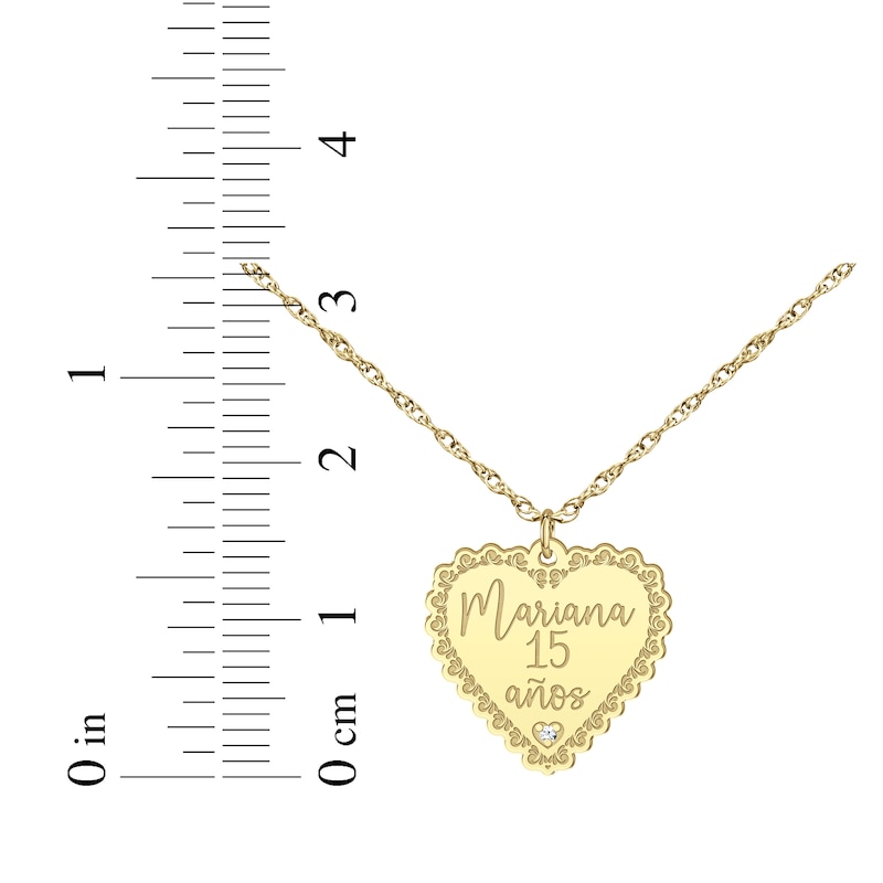 Main Image 4 of Quinceañera &quot;15 Años&quot; & Name Heart Necklace with Diamond Accent 14K Yellow Gold 18&quot;