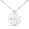 Thumbnail Image 1 of Baby Name & Stats Scalloped Disc Necklace 10K White Gold 18&quot;