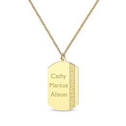 Men's Engraved Names Dog Tag Necklace 10K Yellow Gold 22&quot;