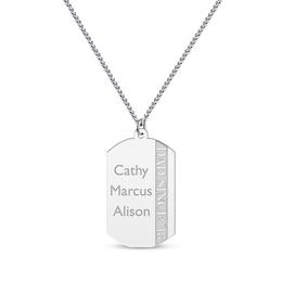 Men's Engraved Names Dog Tag Necklace Sterling Silver 22&quot;