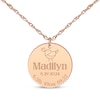 Thumbnail Image 1 of Baby Name & Stats Scalloped Disc Necklace 14K Rose Gold 18&quot;