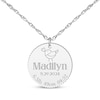 Thumbnail Image 1 of Baby Name & Stats Scalloped Disc Necklace 14K White Gold 18&quot;