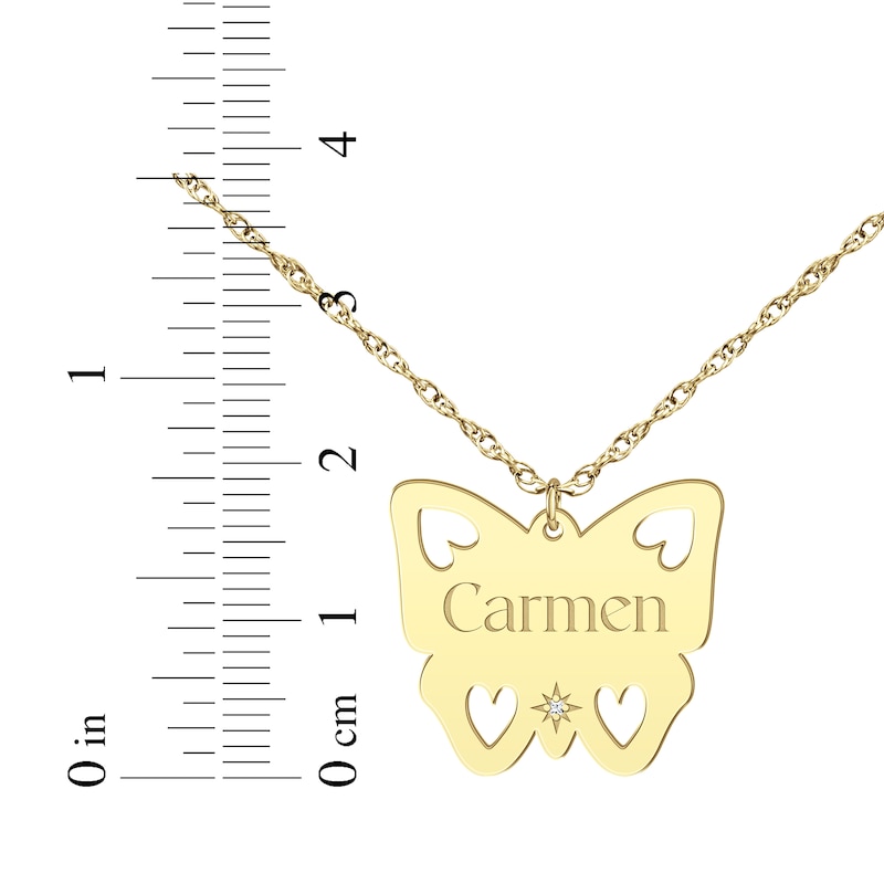 Cutout Butterfly Diamond Accent Name Necklace 10K Yellow Gold 18"