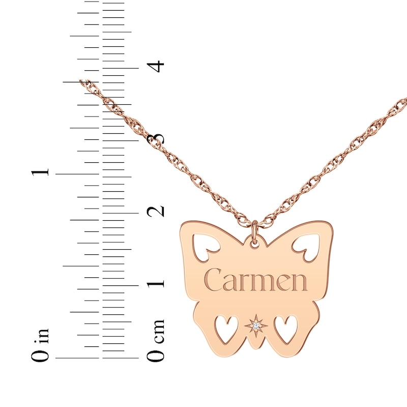 Main Image 4 of Cutout Butterfly Diamond Accent Name Necklace 14K Rose Gold 18&quot;