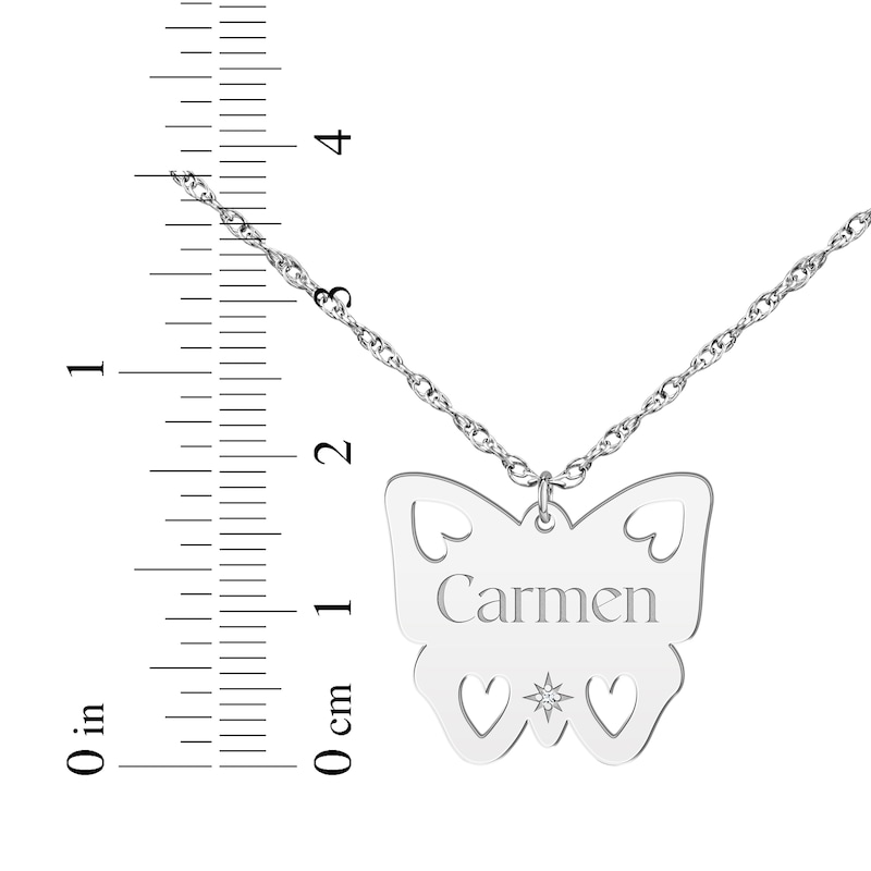 Cutout Butterfly Diamond Accent Name Necklace 14K White Gold 18"