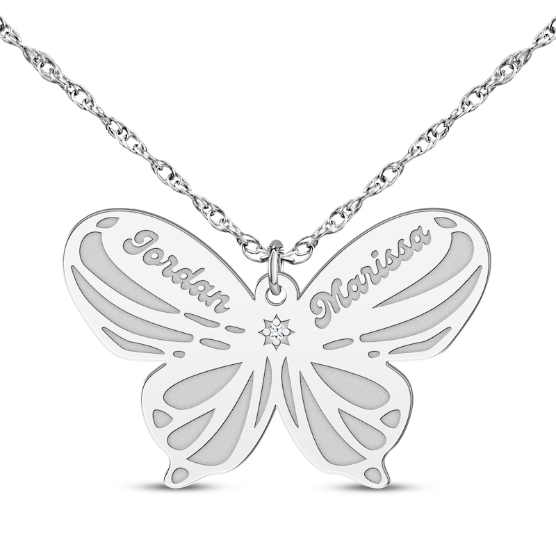 Main Image 2 of Diamond Accent Butterfly Name Necklace 10K White Gold 18&quot;