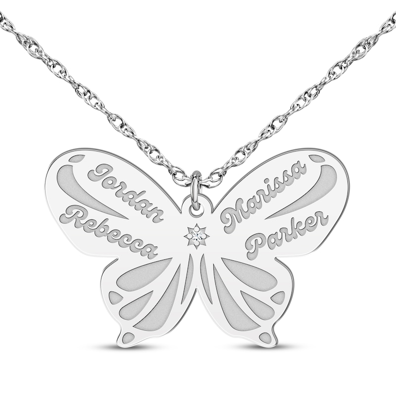 Main Image 4 of Diamond Accent Butterfly Name Necklace 10K White Gold 18&quot;