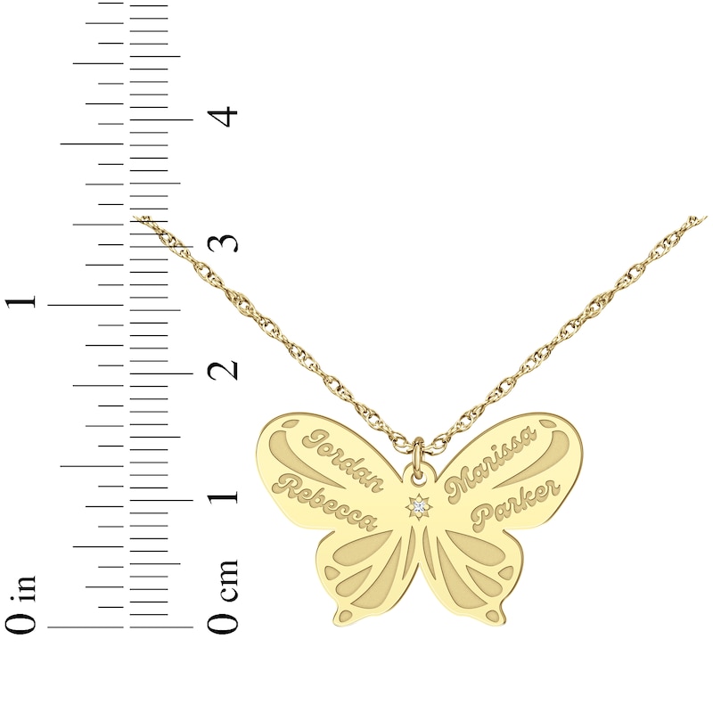 Diamond Accent Butterfly Name Necklace 10K Yellow Gold 18"