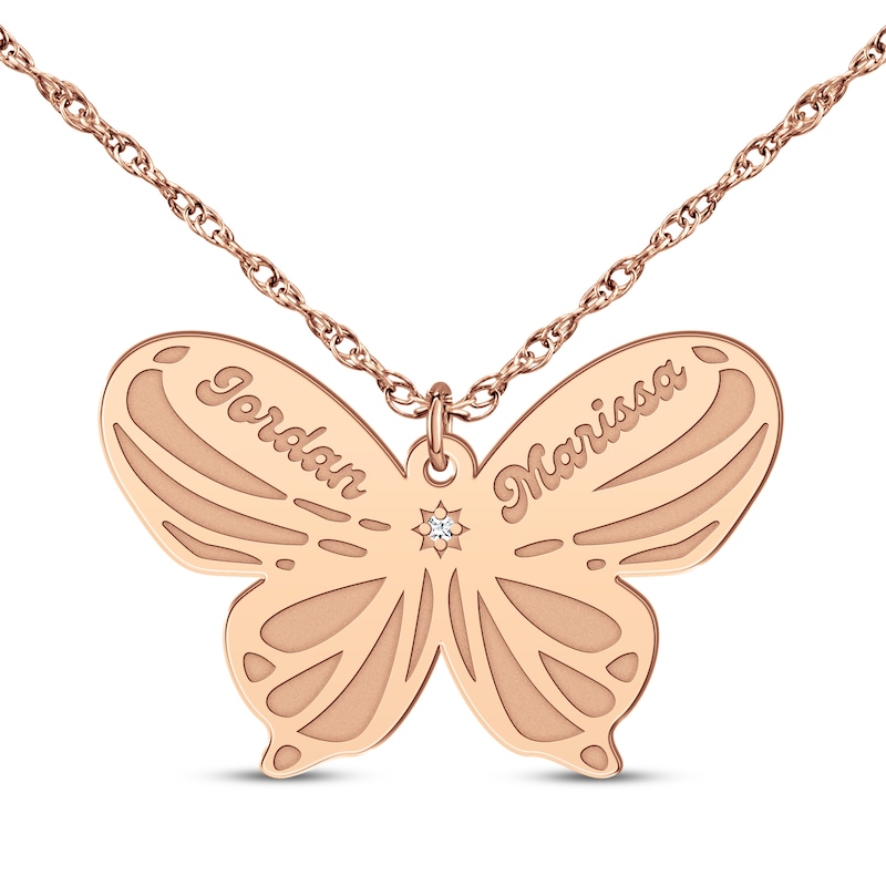 Main Image 2 of Diamond Accent Butterfly Name Necklace 14K Rose Gold 18&quot;