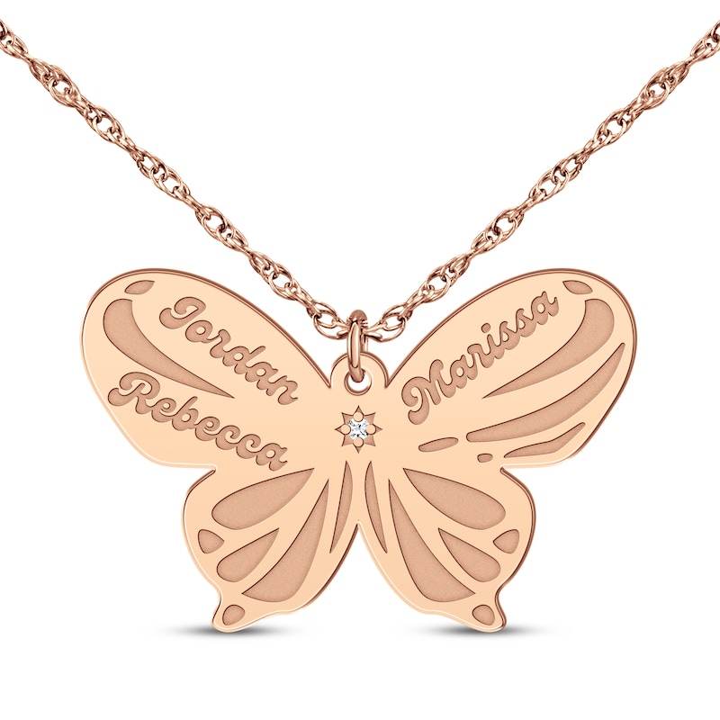 Main Image 3 of Diamond Accent Butterfly Name Necklace 14K Rose Gold 18&quot;