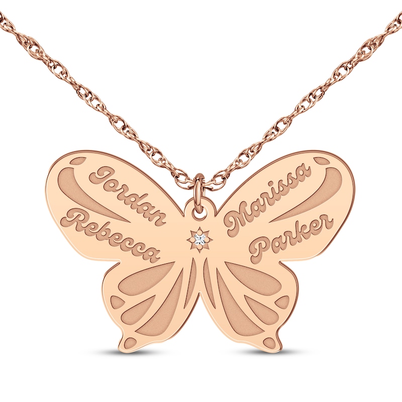 Main Image 4 of Diamond Accent Butterfly Name Necklace 14K Rose Gold 18&quot;