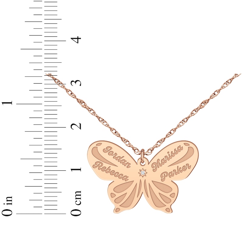 Main Image 7 of Diamond Accent Butterfly Name Necklace 14K Rose Gold 18&quot;