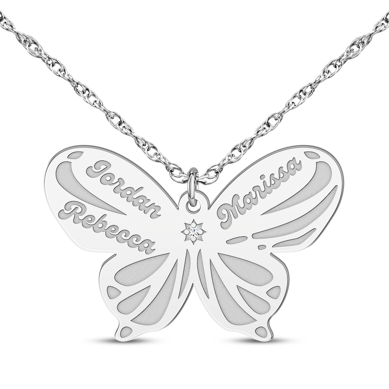 Main Image 3 of Diamond Accent Butterfly Name Necklace 14K White Gold 18&quot;