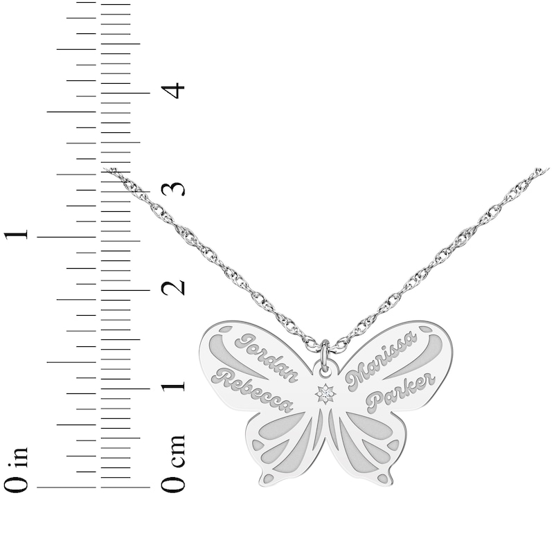 Main Image 7 of Diamond Accent Butterfly Name Necklace 14K White Gold 18&quot;