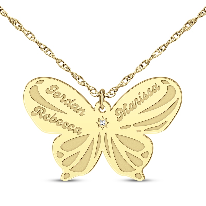 Main Image 3 of Diamond Accent Butterfly Name Necklace 14K Yellow Gold 18&quot;