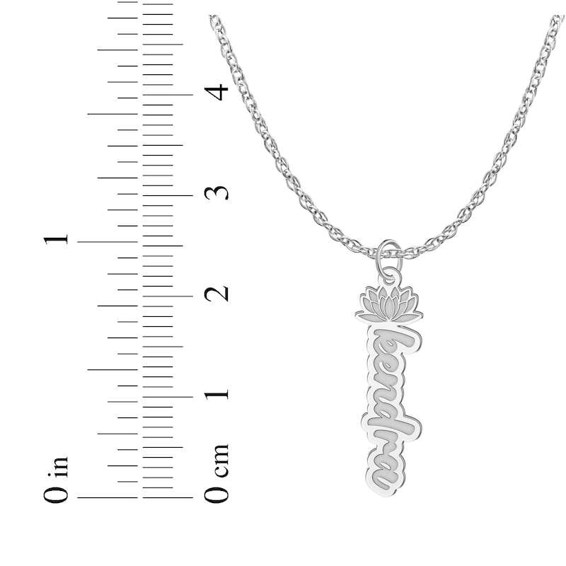 Main Image 6 of Flower-Topped Vertical Tag Name Necklace 10K White Gold 18&quot;