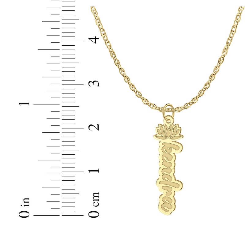 Main Image 6 of Flower-Topped Vertical Tag Name Necklace 10K Yellow Gold 18&quot;