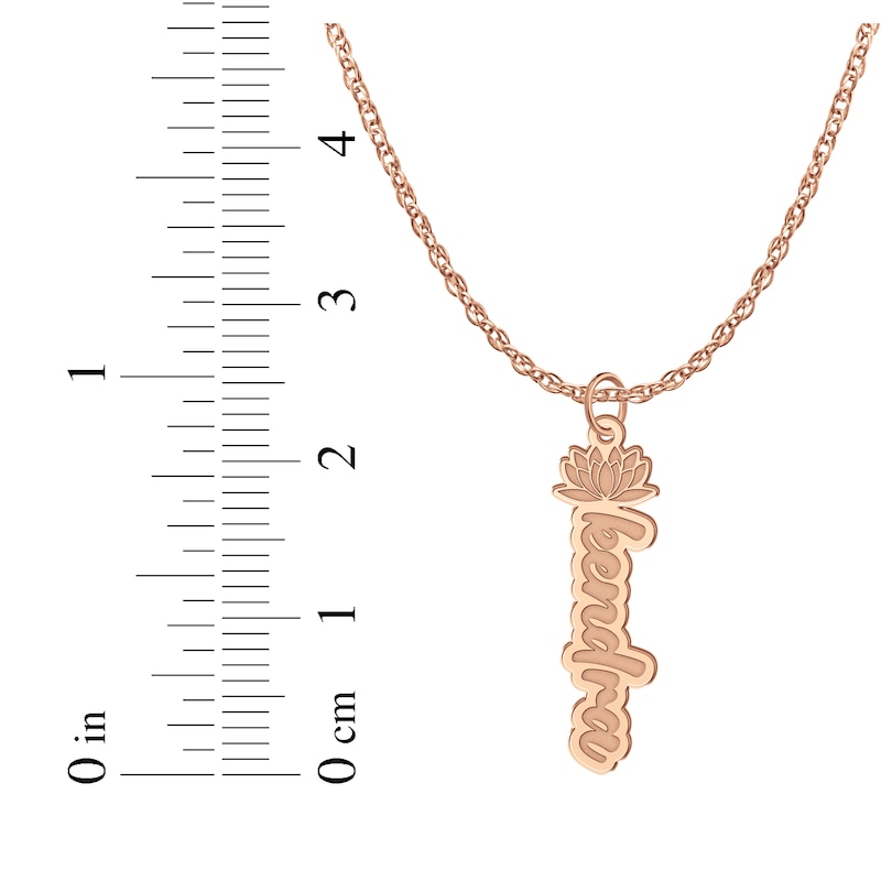 Main Image 6 of Flower-Topped Vertical Tag Name Necklace 14K Rose Gold 18&quot;