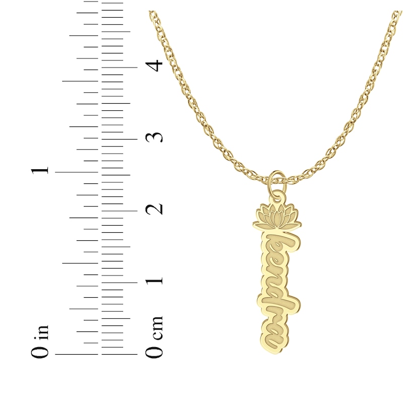 Main Image 6 of Flower-Topped Vertical Tag Name Necklace 14K Yellow Gold 18&quot;