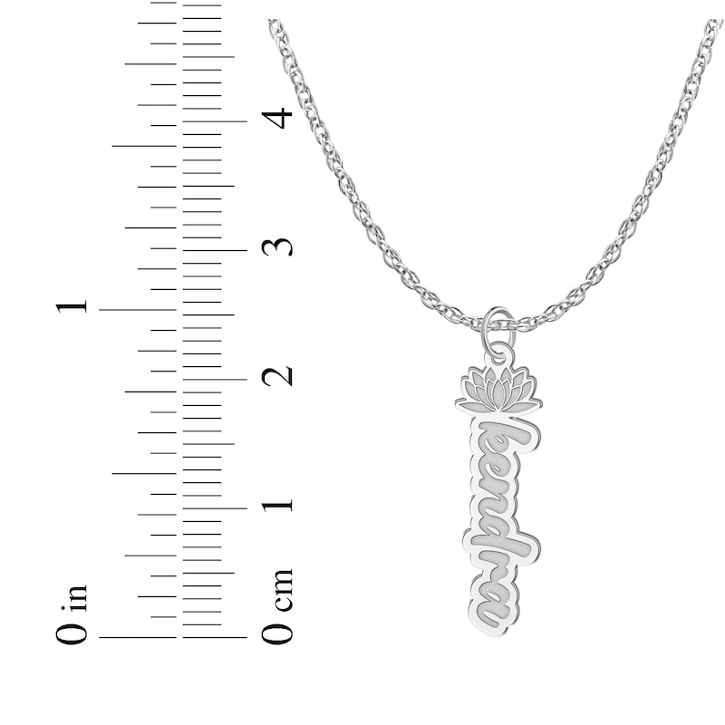 Main Image 6 of Flower-Topped Vertical Tag Name Necklace Sterling Silver 18&quot;