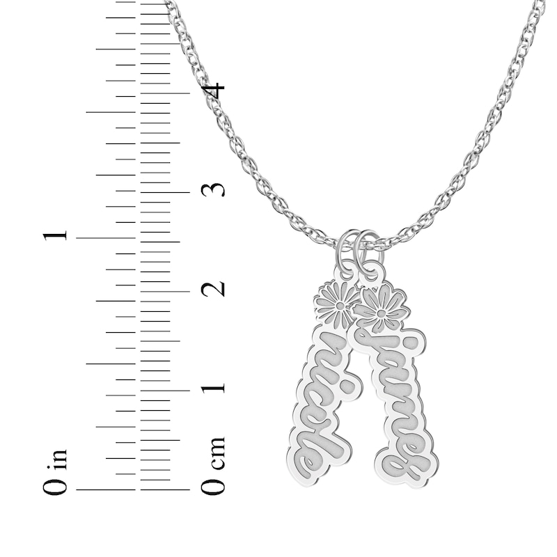 Main Image 6 of Flower-Topped Vertical Two Tag Name Necklace 10K White Gold 18&quot;