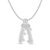 Thumbnail Image 1 of Flower-Topped Vertical Two Tag Name Necklace 14K White Gold 18&quot;