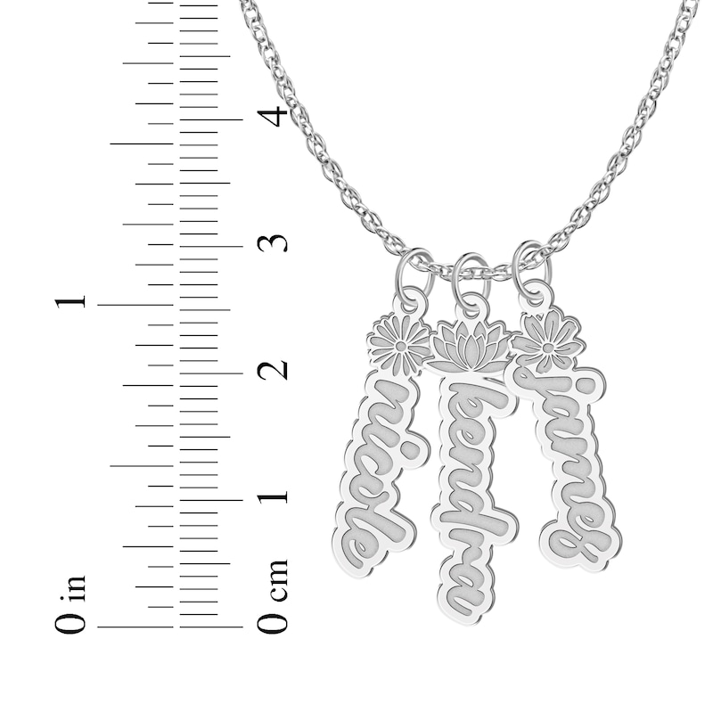 Main Image 6 of Flower-Topped Vertical Three Tag Name Necklace 10K White Gold 18&quot;