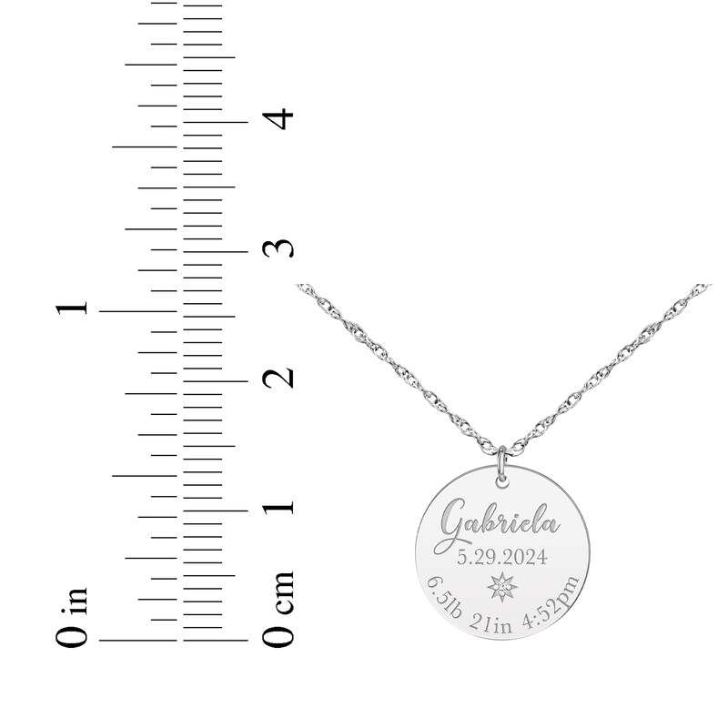 Main Image 3 of Baby Stats Disc Diamond Accent Necklace Sterling Silver 18&quot;