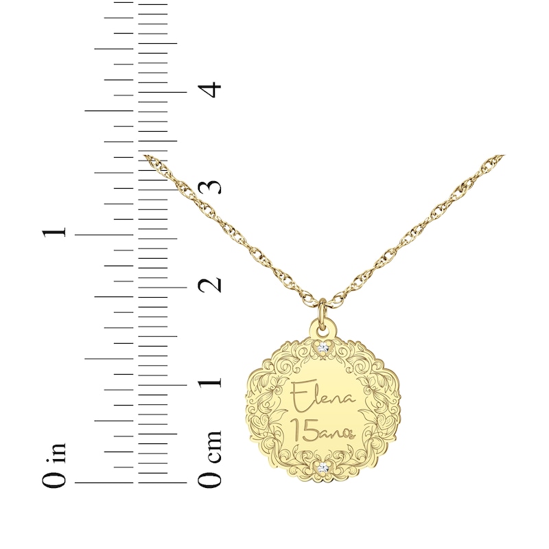 Main Image 6 of Engravable Diamond Accent Vine Necklace 10K Yellow Gold 18&quot;