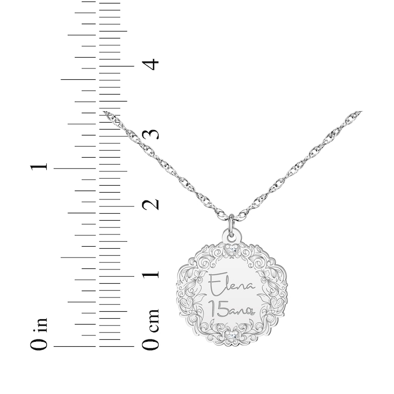 Main Image 6 of Engravable Diamond Accent Vine Necklace 14K White Gold 18&quot;