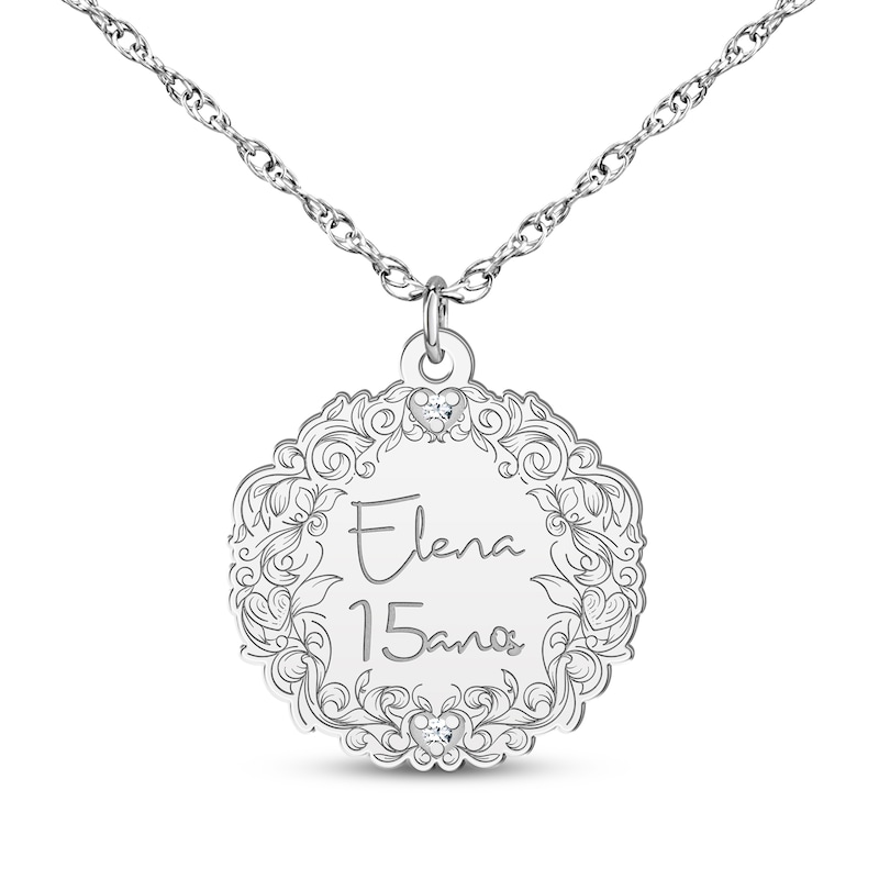 Main Image 3 of Personalized Disc Necklace with Diamond Accent Sterling Silver 18&quot;