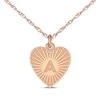 Thumbnail Image 1 of Engravable Heart-Shaped Initial Starburst Necklace 14K Rose Gold 18&quot;