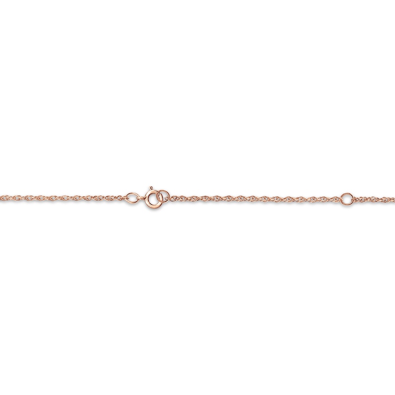 Main Image 2 of Engravable Heart-Shaped Initial Starburst Necklace 14K Rose Gold 18&quot;