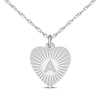 Thumbnail Image 1 of Engravable Heart-Shaped Initial Starburst Necklace 14K White Gold 18&quot;