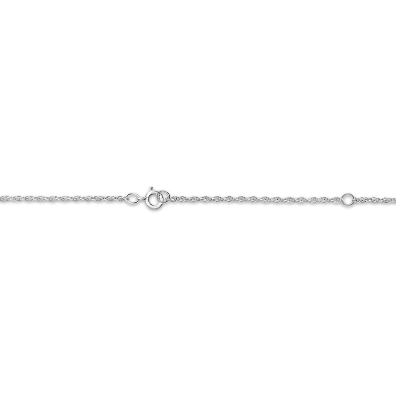 Main Image 2 of Engravable Heart-Shaped Initial Starburst Necklace 14K White Gold 18&quot;