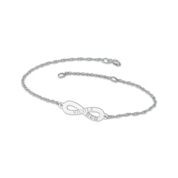 Engravable Infinity Symbol Diamond Accent Name Bracelet 10K White Gold 7.25&quot;