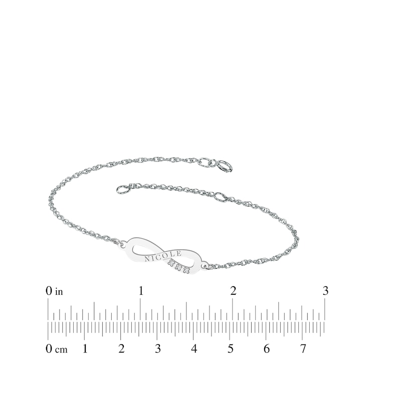 Engravable Infinity Symbol Diamond Accent Name Bracelet 10K White Gold 7.25"