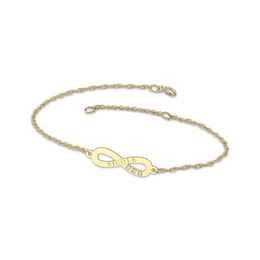 Engravable Infinity Symbol Diamond Accent Name Bracelet 10K Yellow Gold 7.25&quot;