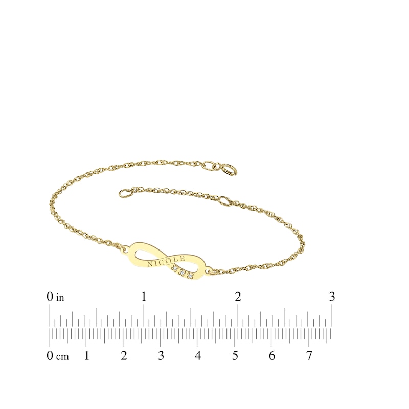 Engravable Infinity Symbol Diamond Accent Name Bracelet 10K Yellow Gold 7.25"