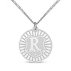 Thumbnail Image 1 of Men's Initial & Name Diamond Accent Disc Necklace Sterling Silver 22&quot;