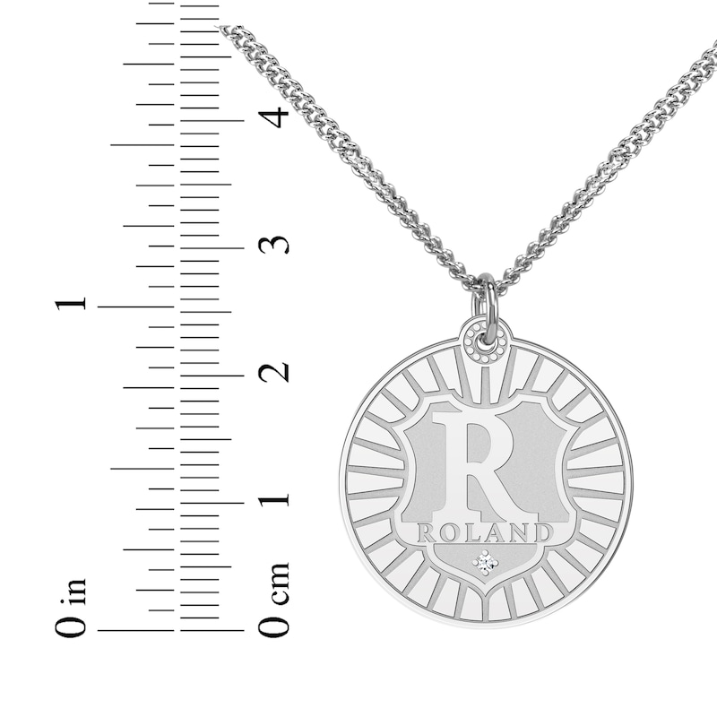 Main Image 4 of Men's Initial & Name Diamond Accent Disc Necklace Sterling Silver 22&quot;