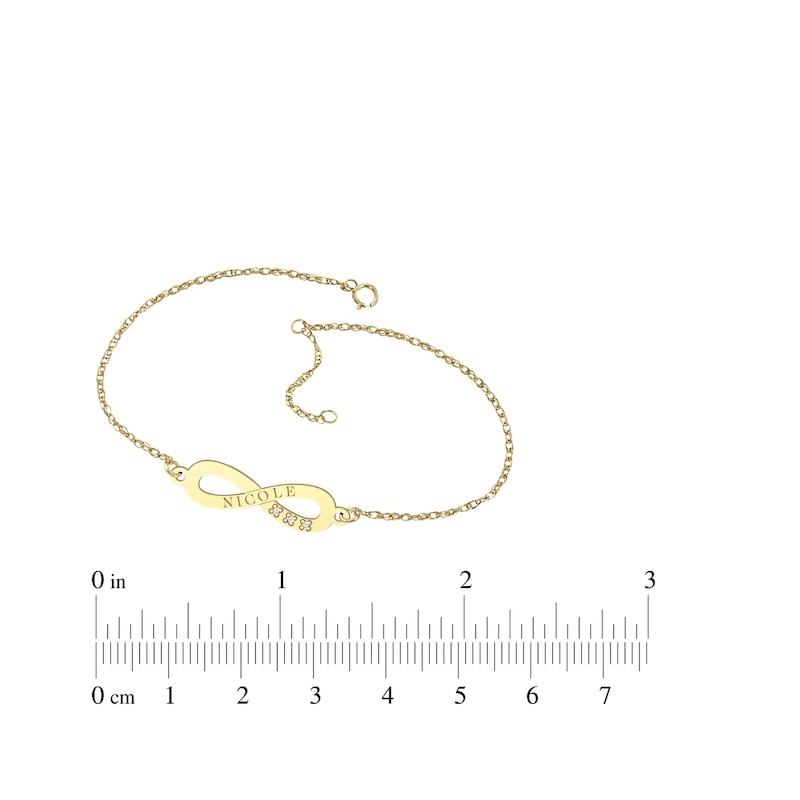 Main Image 8 of Engravable Infinity Symbol Diamond Accent Name Anklet 10K Yellow Gold 9.5&quot;