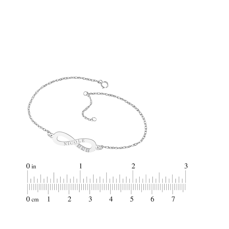 Engravable Infinity Symbol Diamond Accent Name Anklet Sterling Silver 9.5"