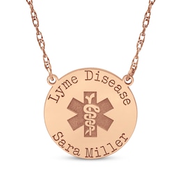 Medical Alert Notification Necklace 14K Rose Gold 18&quot;