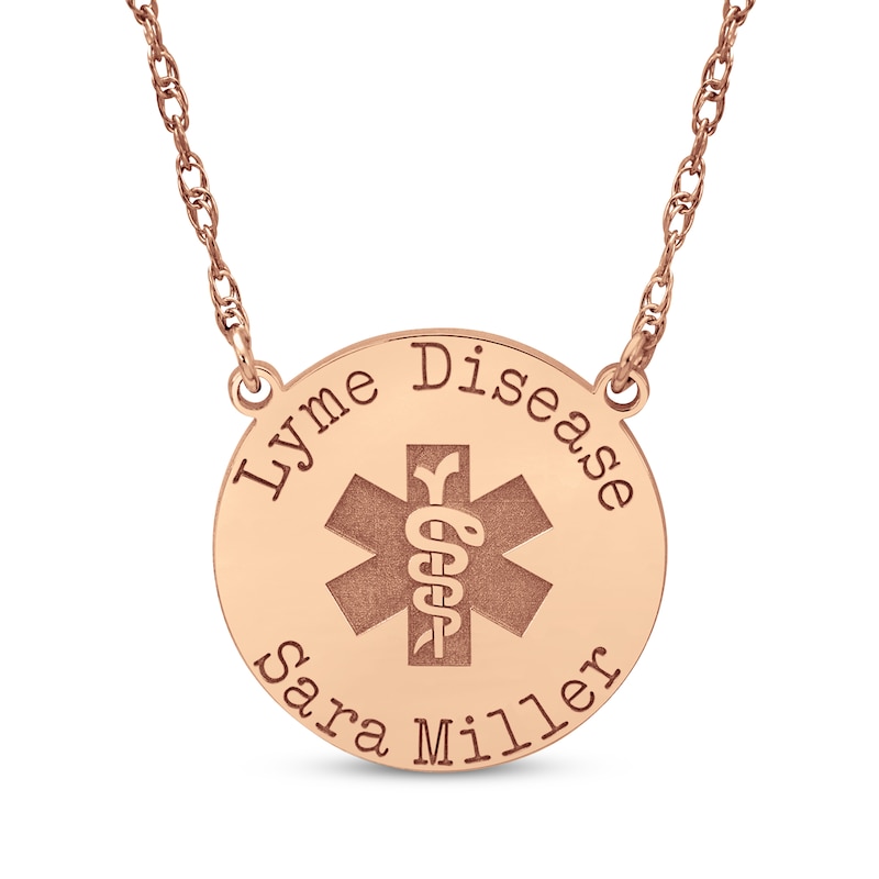 Main Image 1 of Medical Alert Notification Necklace 14K Rose Gold 18&quot;