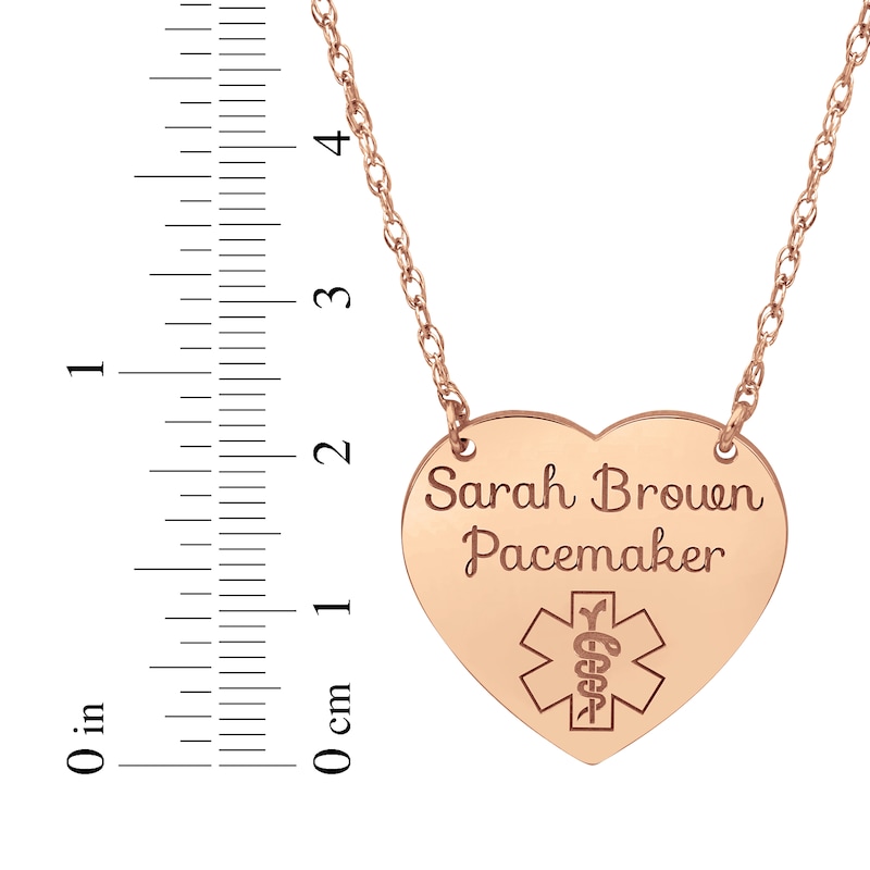 Main Image 4 of Heart-Shaped Medical Alert Notification Necklace 14K Rose Gold 18&quot;