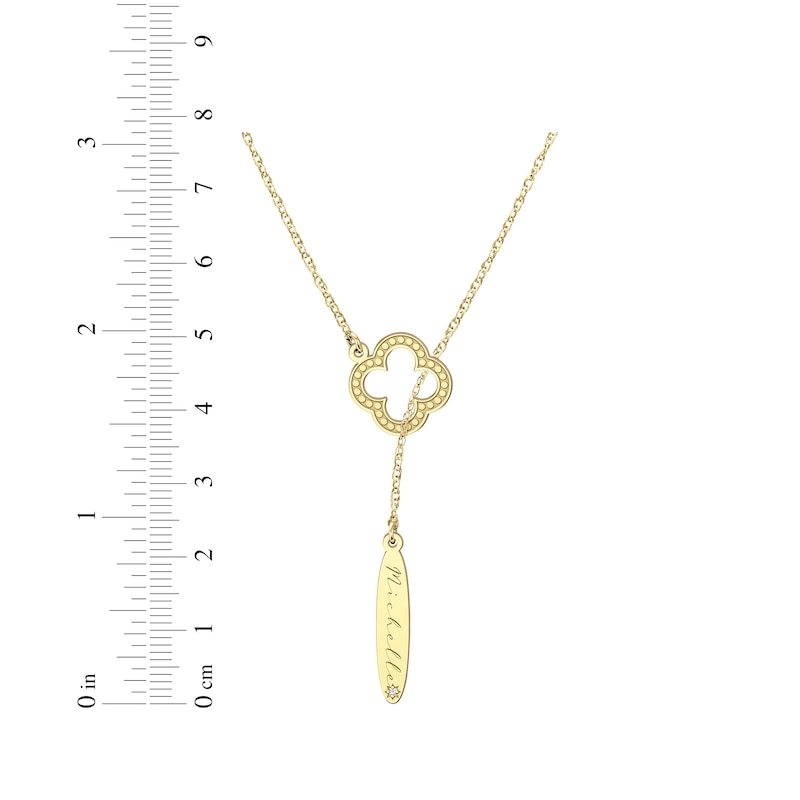 Main Image 3 of Name & Diamond Accent Clover Lariat Necklace 10K Yellow Gold 22&quot;