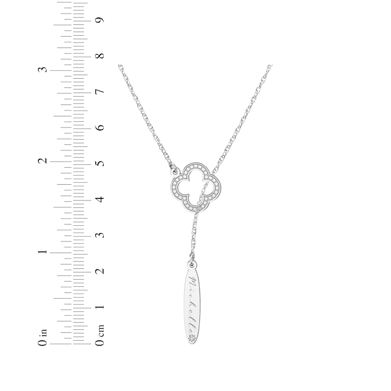 Main Image 3 of Name & Diamond Accent Clover Lariat Necklace Sterling Silver 22&quot;